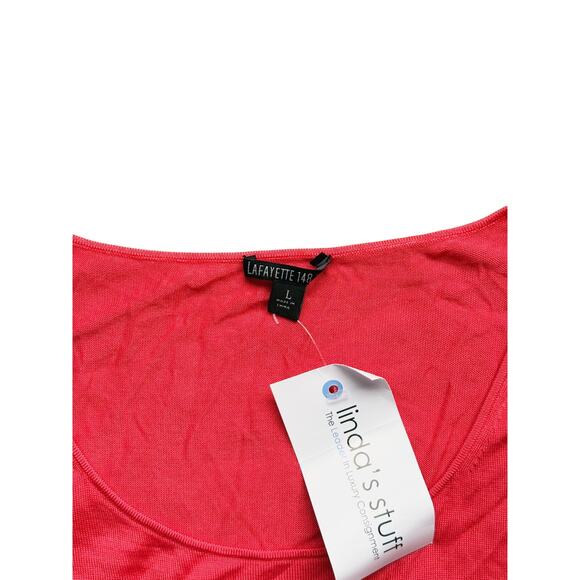 LAFAYETTE 148 Cashmere Sleeveless Knit Tank Coral Red Large Quiet Luxury Layer - Picture 3 of 6